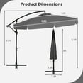thumbnail image 3 of Costway 10 FT Offset Hanging Umbrella  Patio Cantilever Umbrella with Cover Gray, 3 of 10