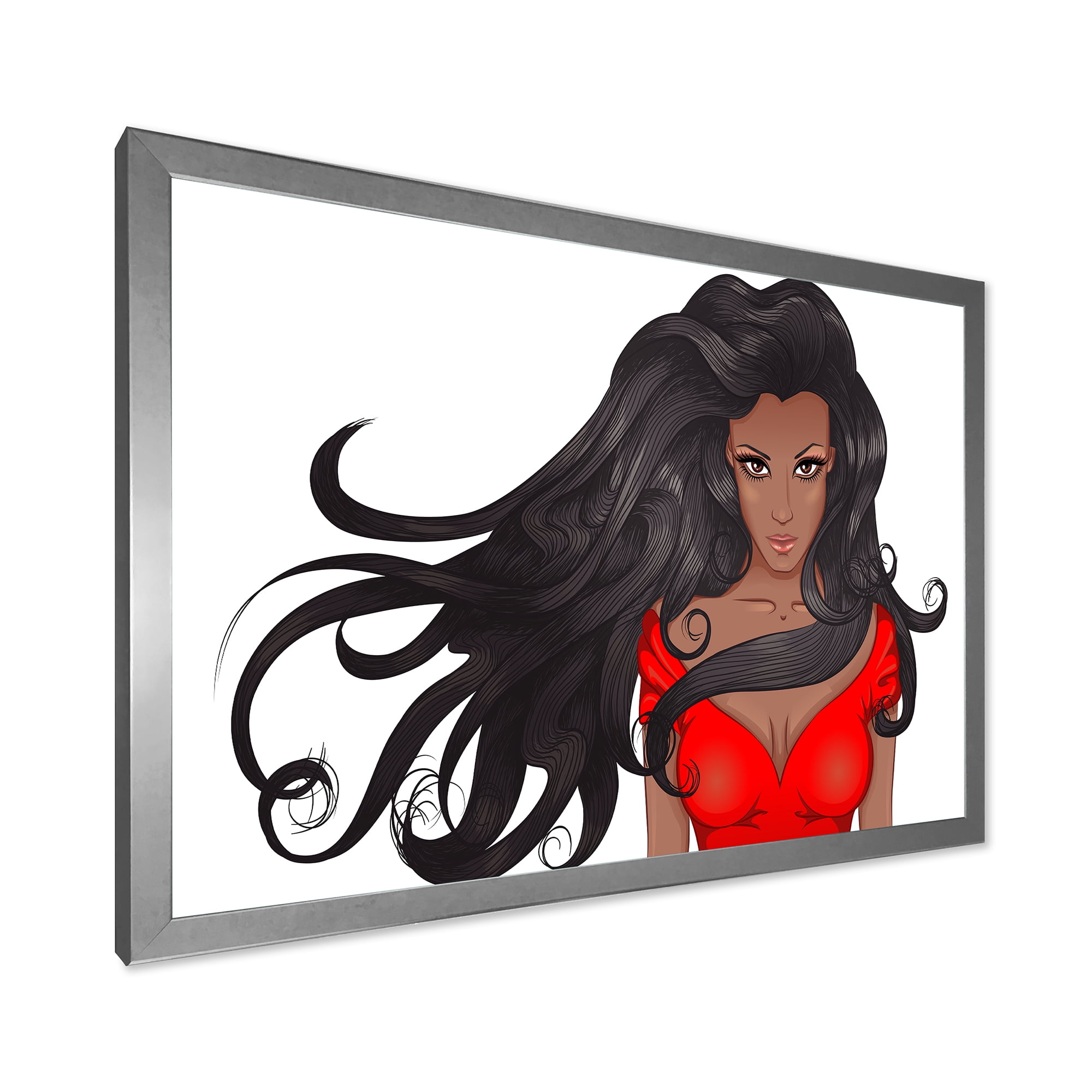 Designart 'Portrait of African American Female XIV' Modern Framed Art Print