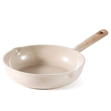 Carote Healthy Ceramic Nonstick Skillet 11" Non-Toxic Frying Pan With Induction Non-Stick Egg Omelet Pan, Bon Appetit, Taupe