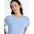 thumbnail image 5 of Time and Tru Women's Textured Crewneck Sweater with Short Sleeves, Lightweight, Sizes XS-XXXL, 5 of 6