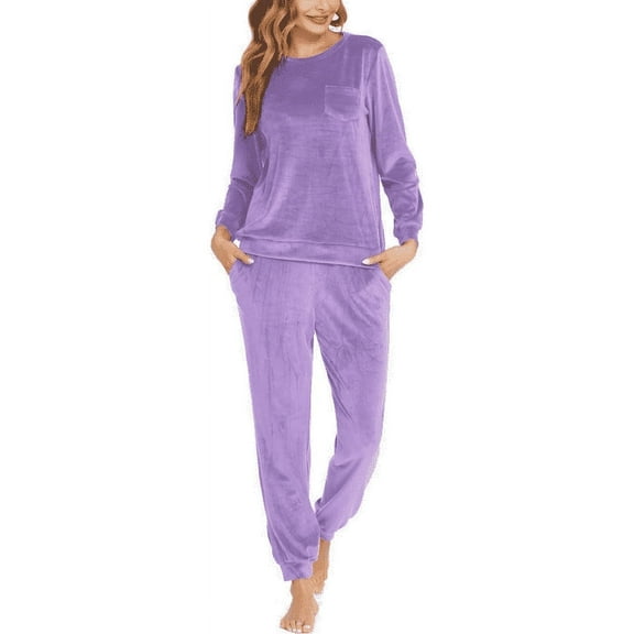 Women's Velour Pajamas Set Soft Comfortable Long Sleeve Lounge Set for Women, Perfect as Valentine's Day Gift Cozy Loungewear Sleepwear
