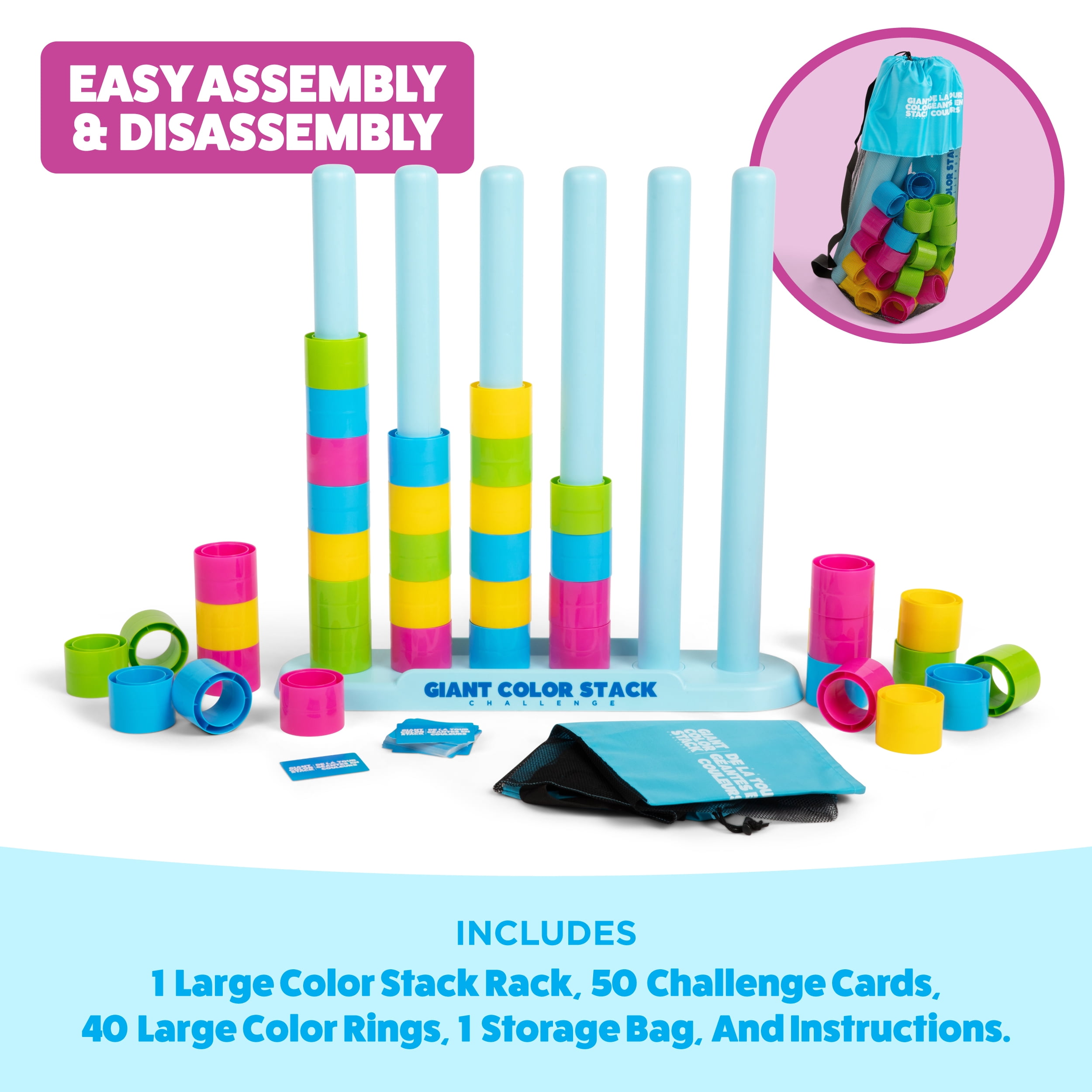 Giant Color Stack Challenge by Relatable,  Strategy Stacking Jumbo Outdoor Game for Kids and Adults