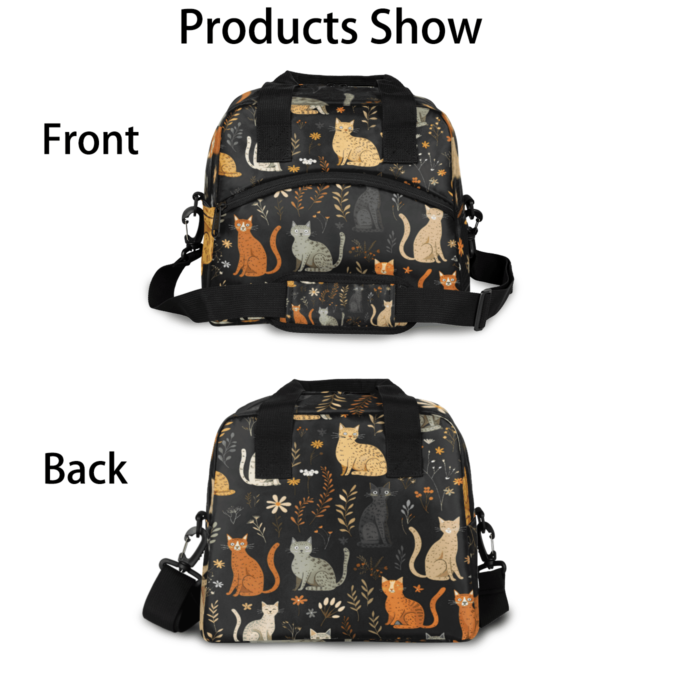 Herdesigns Colorful Cats Insulated Lunch Bag for Women Men Adults Large Reusable Lunch Box Leakproof Portable Cooler Tote Bags with Adjustable Shoulder Strap