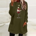thumbnail image 2 of Pisexur Chandails en Molleton de Noël pour Femmes en Polaire Douce à Manches Longues Col Rond Imprimé Verre de Vin Rouge Chandail-Over Chaud d'Hiver avec Poches, 2 of 3