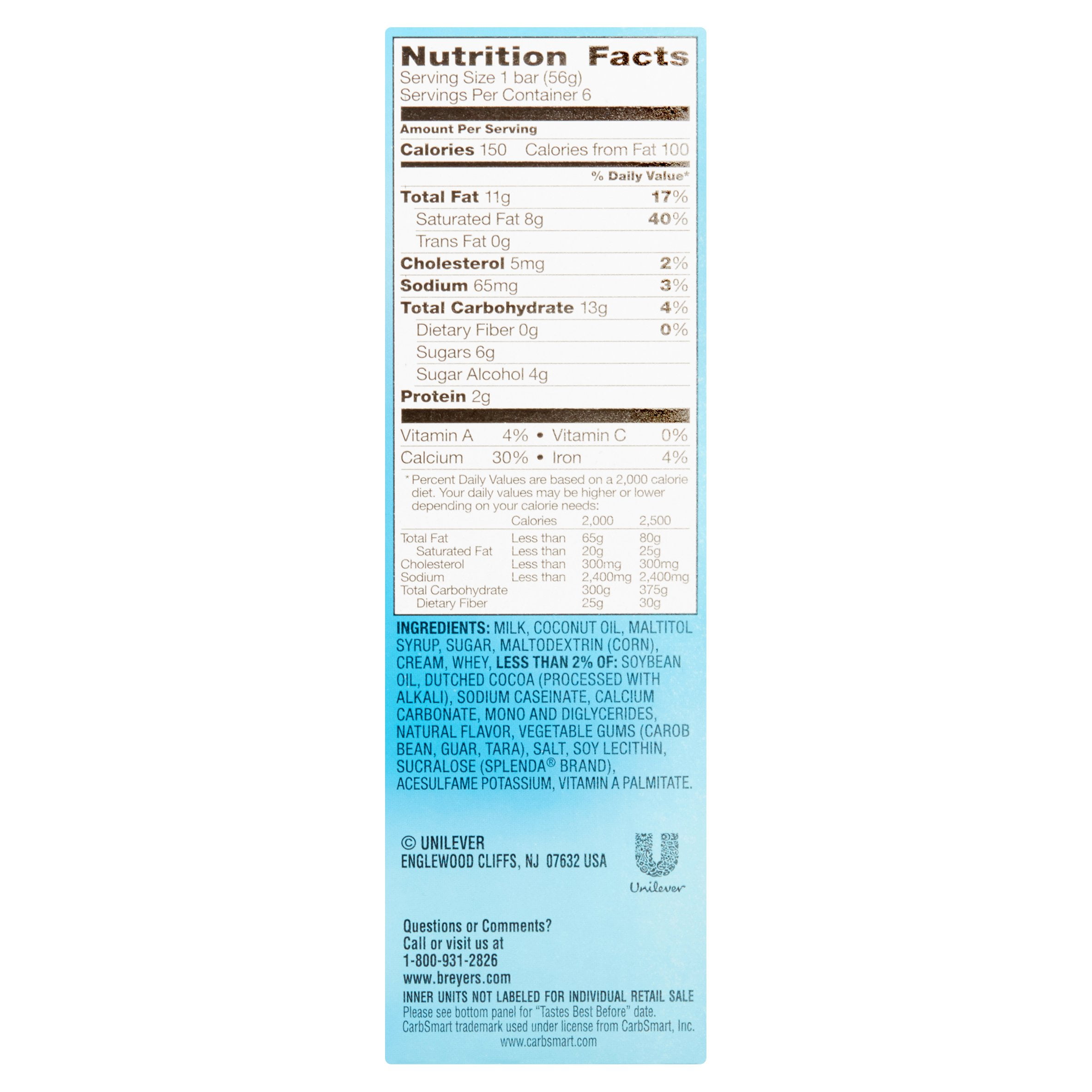 Breyers Carb Smart Chocolate Nutrition