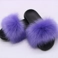 thumbnail image 4 of Pantuflas de pelo de zorro sintético, pantuflas de pelo de piel europea y americana, sandalias y pantuflas para el hogar para mujer, prendas exteriores de EVA, 4 of 6
