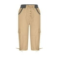 thumbnail image 6 of JJHGVB Cotton Linen Capris for Women Linen Bermuda Shorts for Women Wide Leg Shorts for Women Baggy Shorts Women Pedal Pushers for Women Cotton Linen Pants Women Linen Shorts Wide Leg Capri Khaki XL, 6 of 6