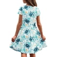 thumbnail image 4 of Rggeeun Child Girls Dresses Cartoon Animal Print Short Sleeve Crew Neck A Line Flowy Loose with Ruched Ruffle Knee Length for Summer Travel Party Leisure Sundress,Green,7-8 Years, 4 of 6