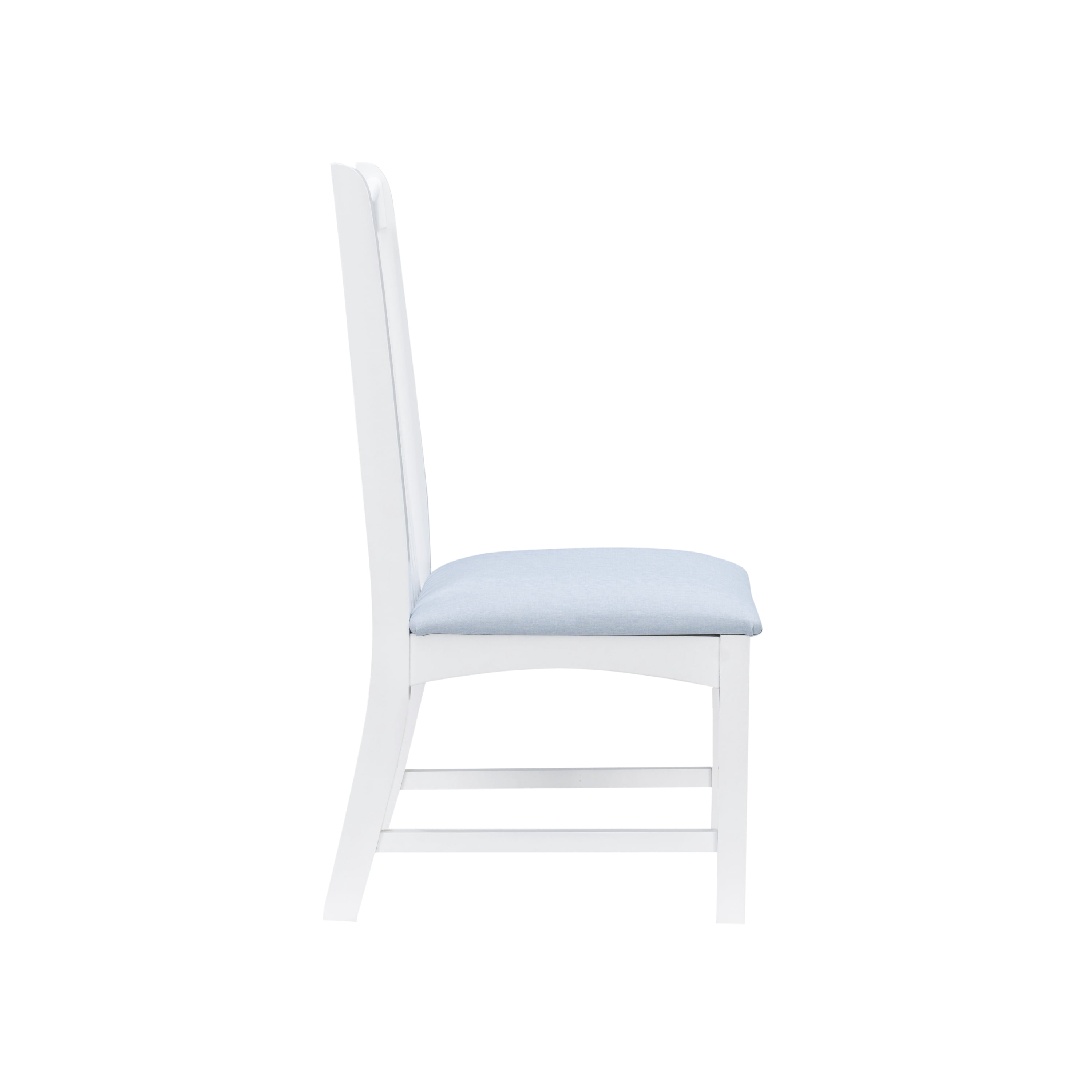 Linon Stanton Dining Chairs, Set of 2, White Finish with Light Blue Fabric