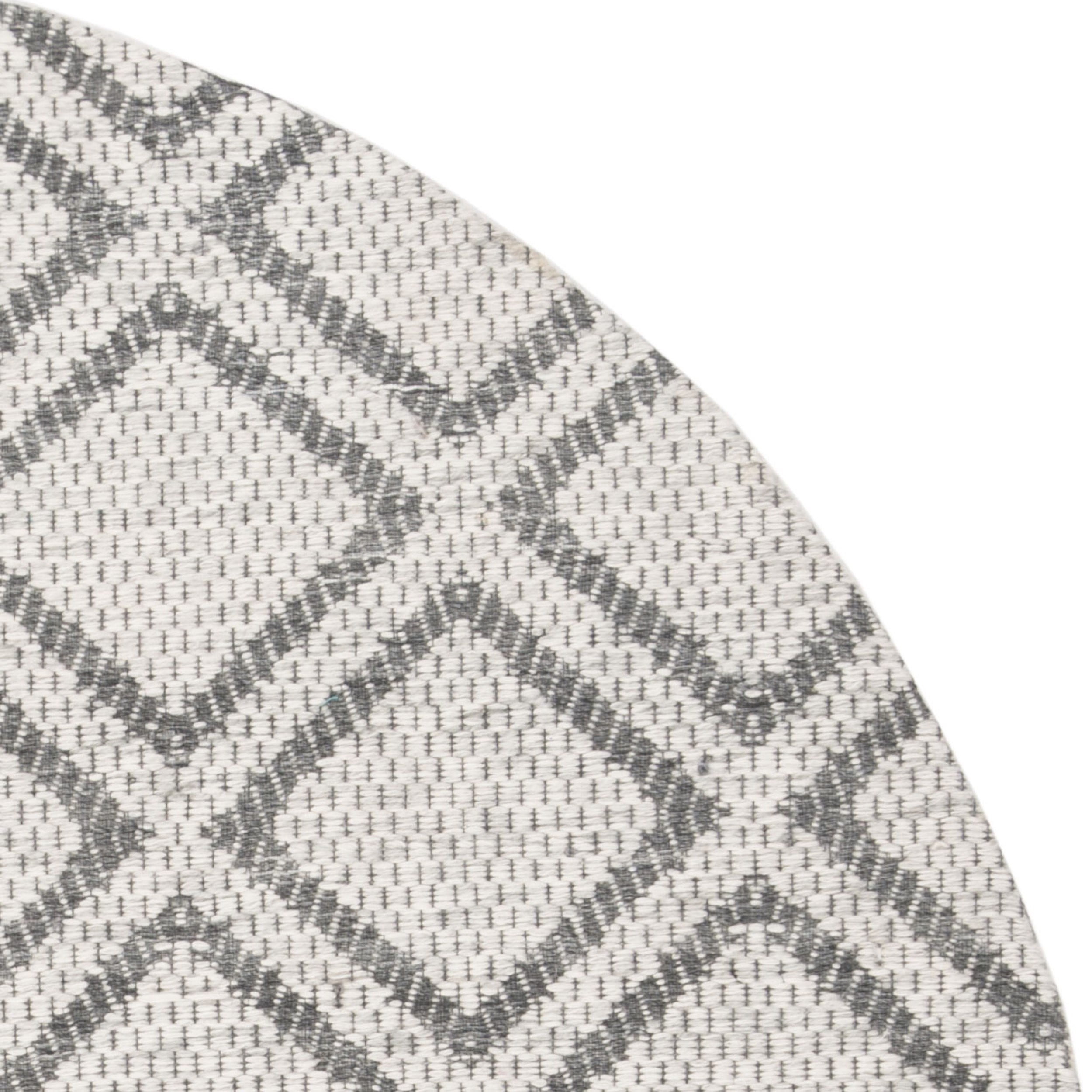 SAFAVIEH Micro-Loop Gavin Diamond Trellis Wool Area Rug, Silver/Dark Grey, 5' x 5' Round