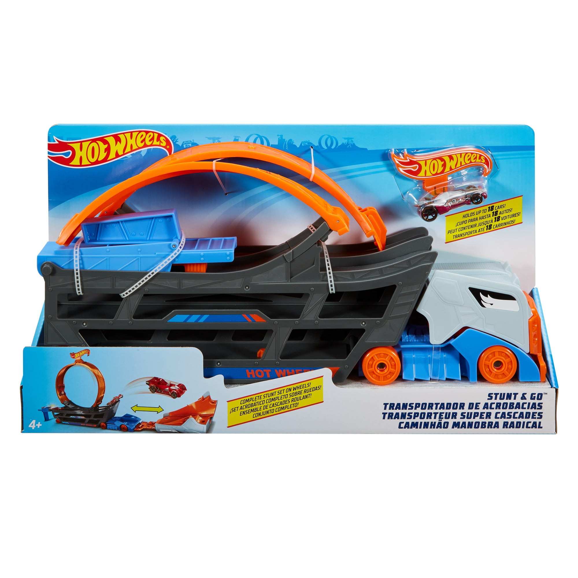 Hot Wheels Stunt & Go Transforming Track with 1 Hot Wheels Vehicle 