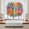 thumbnail image 2 of Ambesonne Hippie Kitchen Curtains, Peace Love Pacifism, 55"x39", Multicolor, 2 of 3
