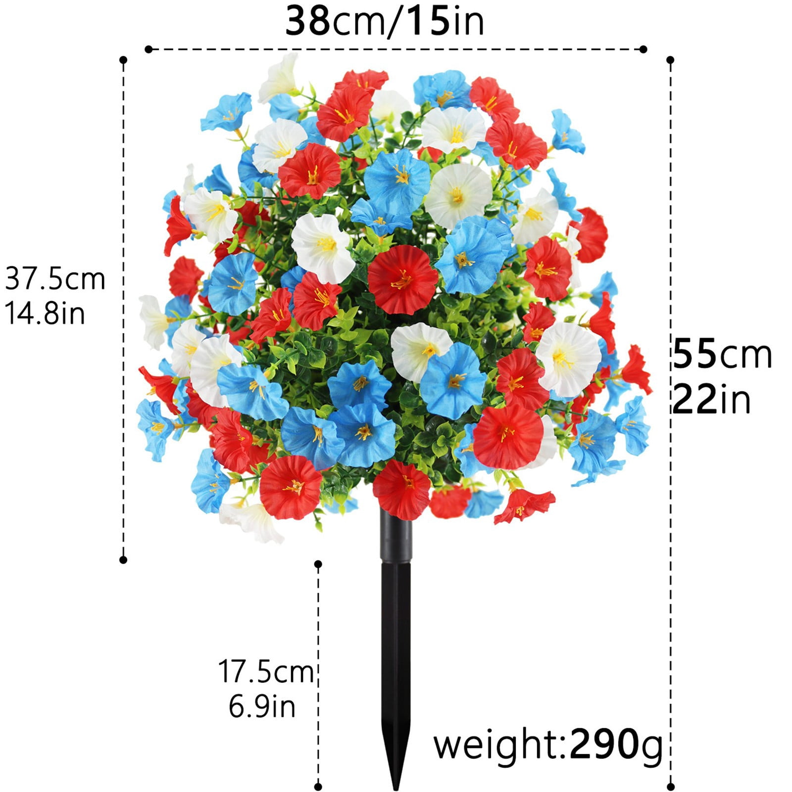 ERTZAE Patriotic Garden Stake,22" Patriotic Mixed Flower Garden Stake,4Th Of July Decorations Outdoor,Usa Lawn Porch Yard Sign,Red White And Blue Independence Anniversary Memorial Day Party Decor