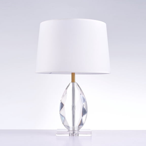 Pasargad Home Lauren Metal & Crystal Table Lamp Light in White/Clear
