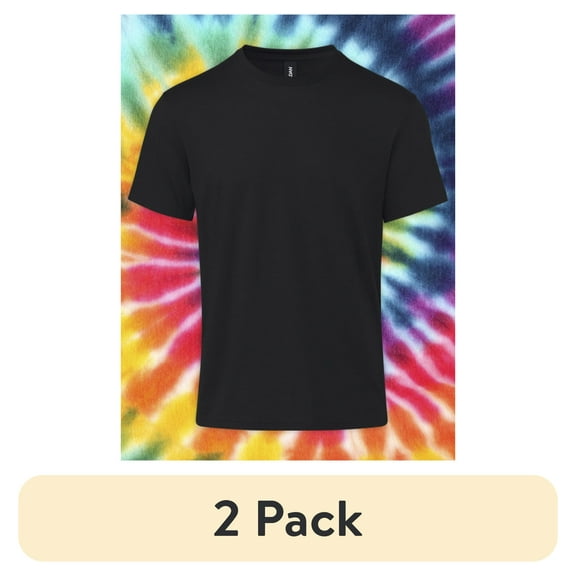 (2 pack) Gildan Adult Short Sleeve Crew T-Shirt – Black Size Large Soft Cotton Classic Fit Blank Tee for Tie Dye & DIY Crafts
