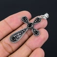 thumbnail image 3 of Natural Black Spinel Handmade 925 Sterling Silver Gift Cross Pendant 2.10", 3 of 4