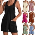 thumbnail image 6 of Douhoow Women Bib Overall Shorts Casual Shortalls Sleeveless Loose Jumpsuit with Pockets, 6 of 7
