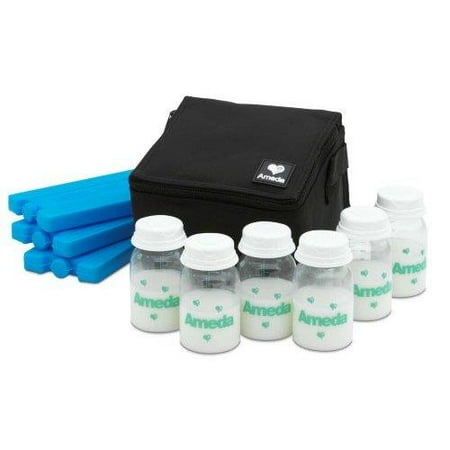 Ameda 17076 Cool N Carry Milk Insulated Storage Tote with 6 Bottles