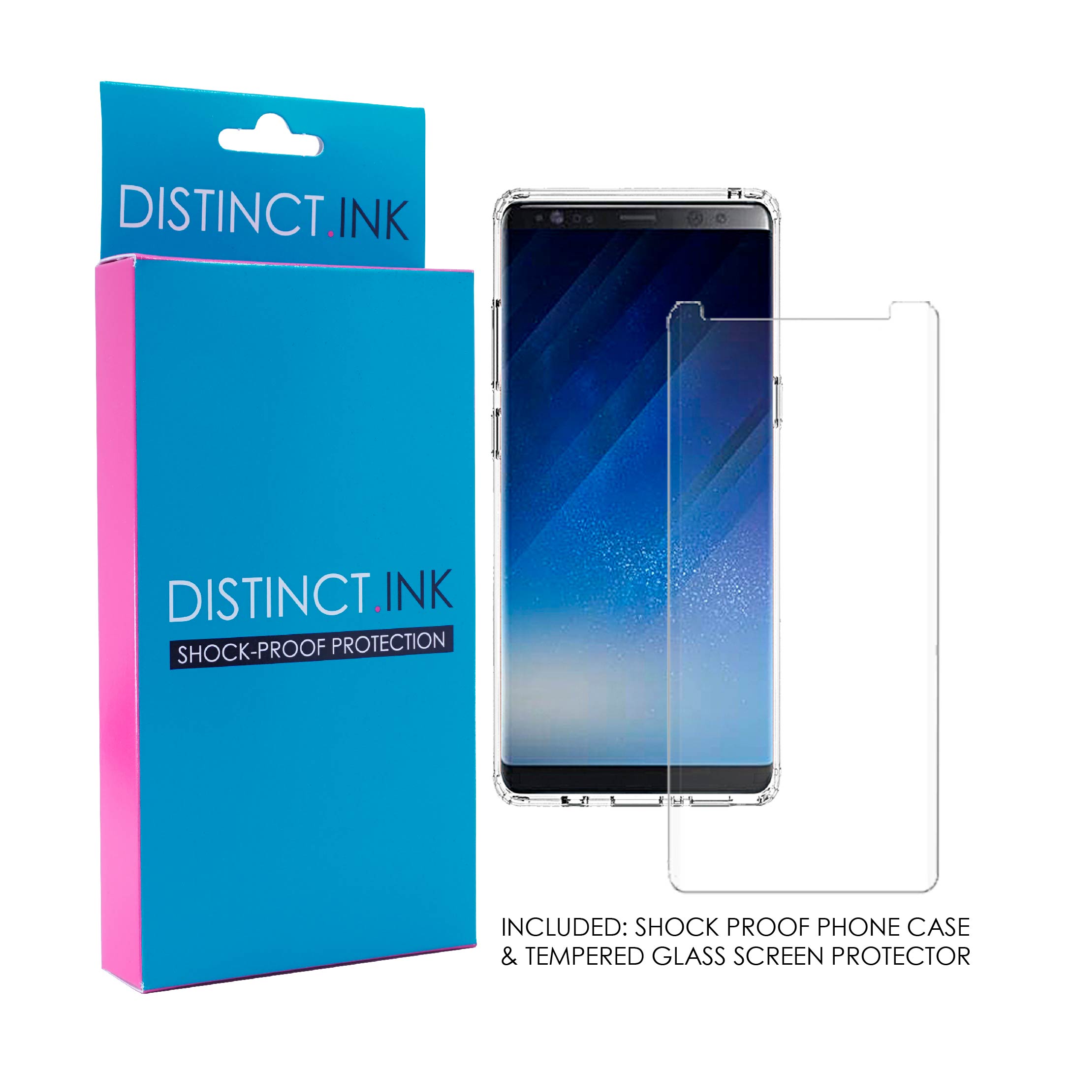 DistinctInk Clear Shockproof Hybrid Case for Samsung Galaxy Note 8 - TPU Bumper Acrylic Back Tempered Glass Screen Protector - Darling Don't Forget to Fall In Love with Yourself - image 4 of 5