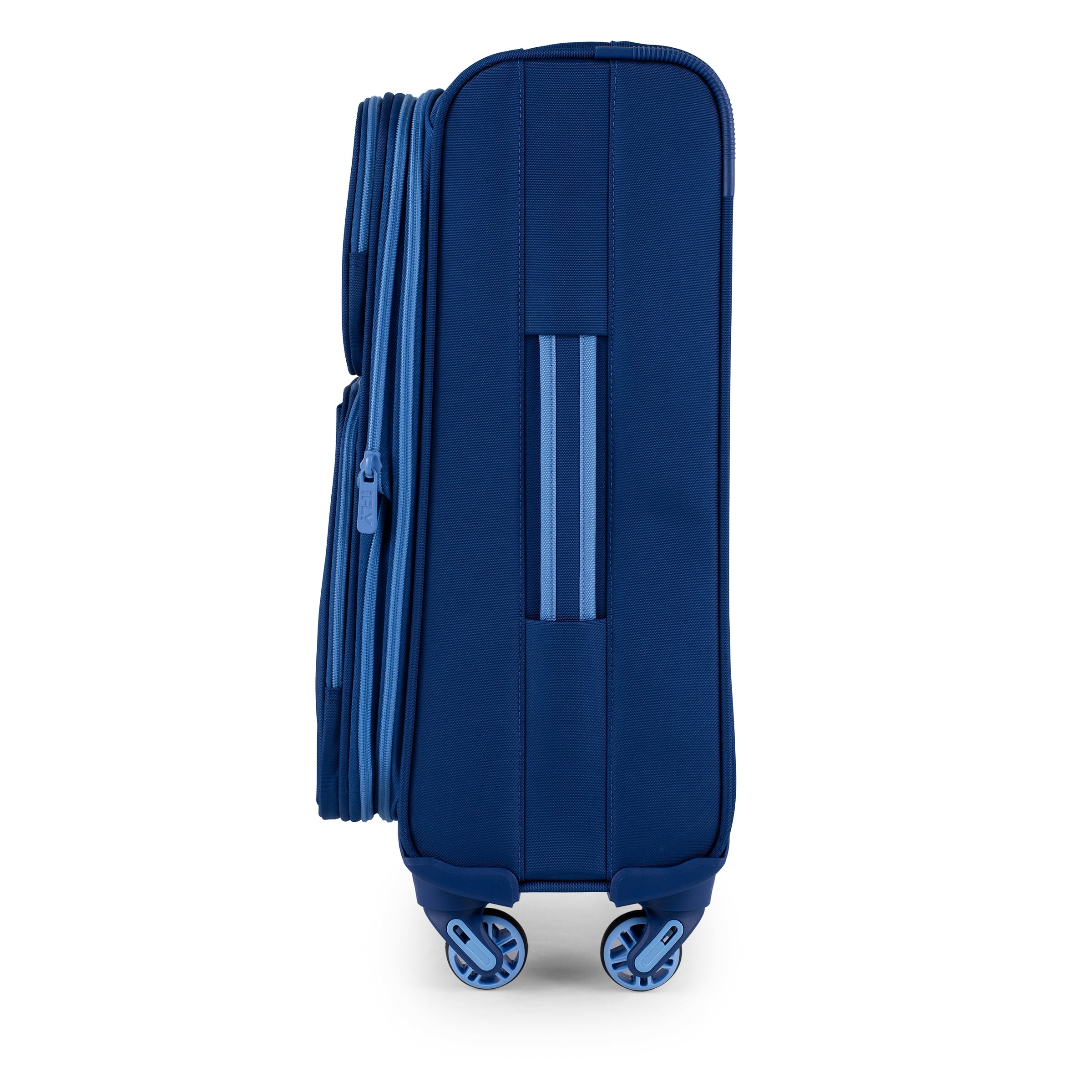 iFLY Softside Accent 24" Checked Luggage, Navy/Light Blue