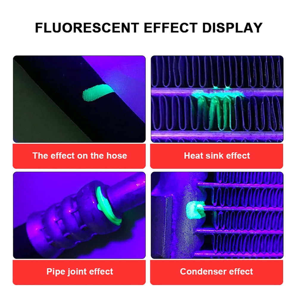 HVAC SET Leak Test Detector Kit 21 LED UV Flashlight Protective Glasses Dye Tool 