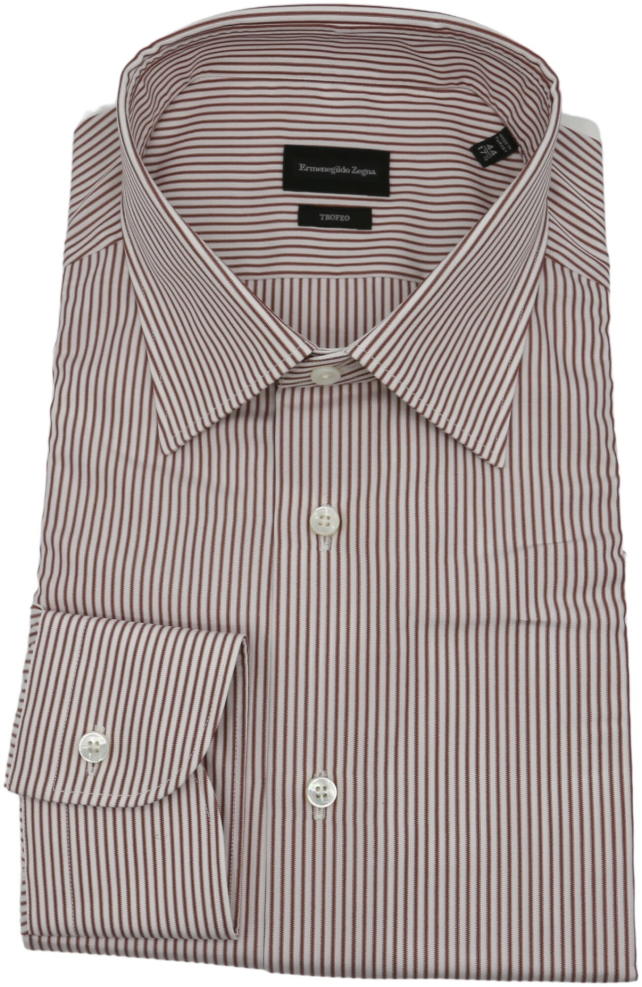 Zegna Men's Dark Brown Trofeo Striped Dress Shirt 4116 (L) Walmart