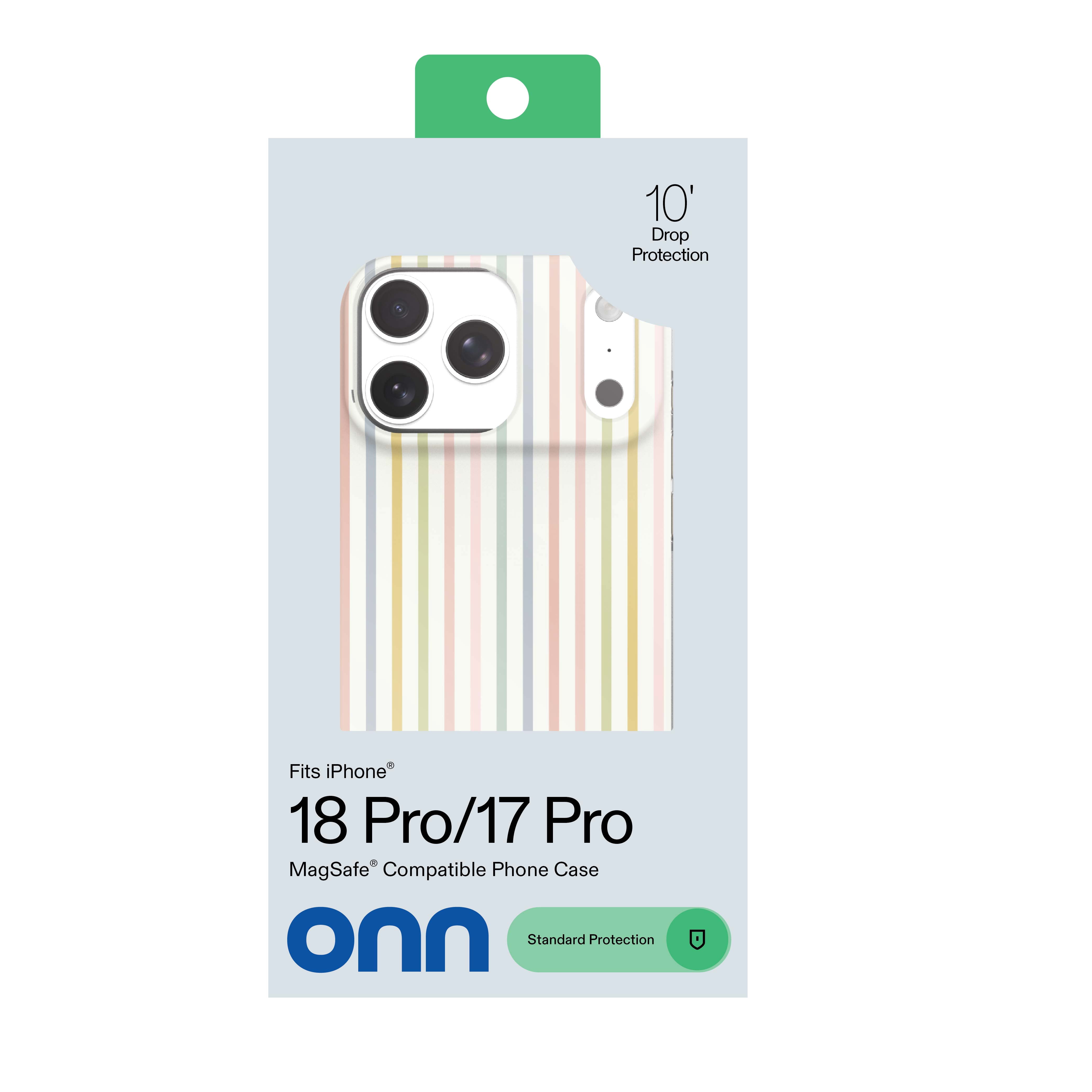 onn Phone Case for iPhone 18 Pro / 17 Pro, MagSafe Compatible - Multicolor Stripe