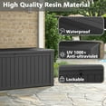 LHBcraft 180 Gallon Resin Outdoor Deck Box, Waterproof, UV Resistant