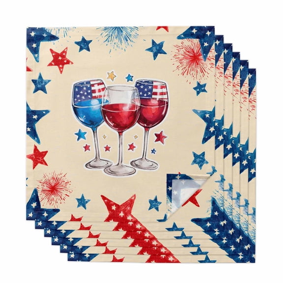 Patriotic 250th Cloth Napkins, Anniversary Red Blue Fireworks American Flag Washable and Reusable Dinner Napkins Set of 6, Table Napkin for Kitchen Party Birthday Wedding Hotel Housewarming 20"x20"