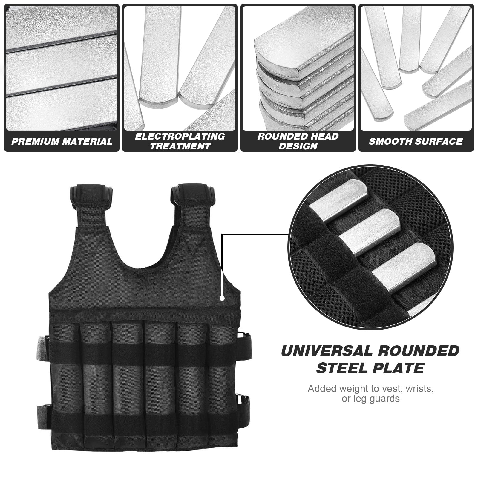 24Pcs Steel Plates Adjustable Weighted Vest Plates for Workouts, Strength Training, Running