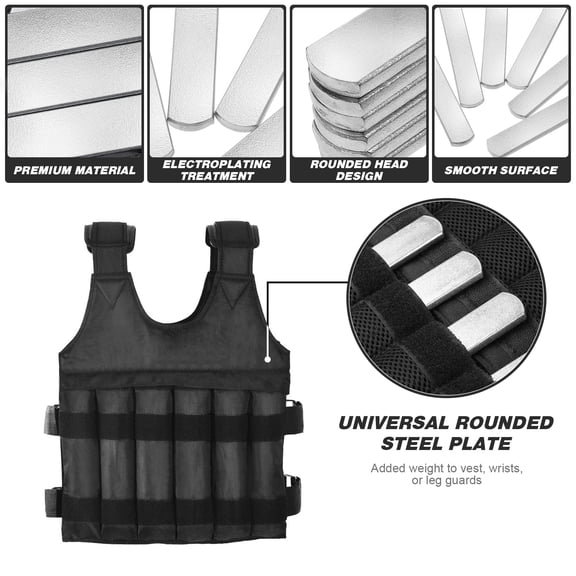 BESTYASH 12 Pcs Weighted Vest Weights Inserts Electroplated Steel Silver for Fitness Enthusiasts Workout