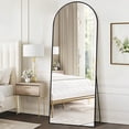 thumbnail image 5 of LadyNow Full Length Mirror, Arched 59*18 Rectangle Floor Mirror With Nano Glass, Large Body Mirrors With Stand For Bedroom, Hanging Mounted For Living Room Black, 5 of 5
