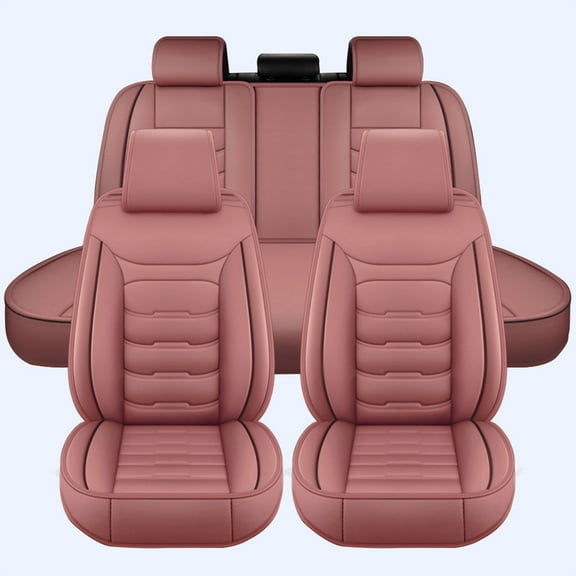 OTOEZ Universal PU Car Seat Covers Full Set 5 Seats Leather Front and Rear Bench Backrest Cushion Protector Fit Most Honda Toyota Chevy Ford Nissan Trucks SUVs