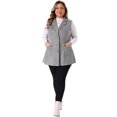 thumbnail image 3 of DARING DIVA Women's Plus Size Lapel Sleeveless Lightweight Suede Vests 2X Grey, 3 of 6