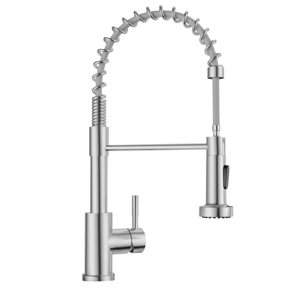 APPASO Commercial Spring Spring Kitchen Faucet with Sprayer Brushed Nickel Stainless Steel 1 1 Handle Pull Out Sink Faucets Hole Hole or 3 Dual