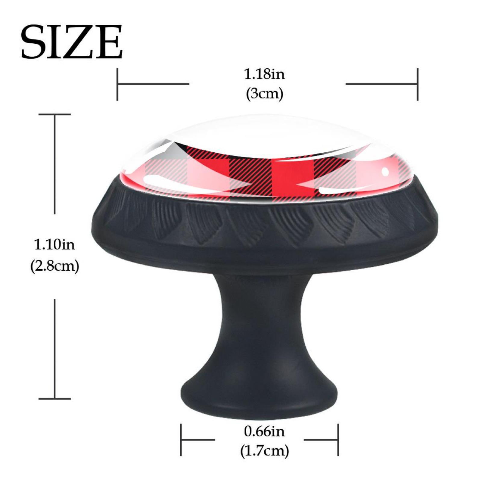 4 Pcs Red Black Plaid Knobs for Kitchen Cabinet Cupboard Dresser Bookcase Drawer Pulls Handles Round Home Decor