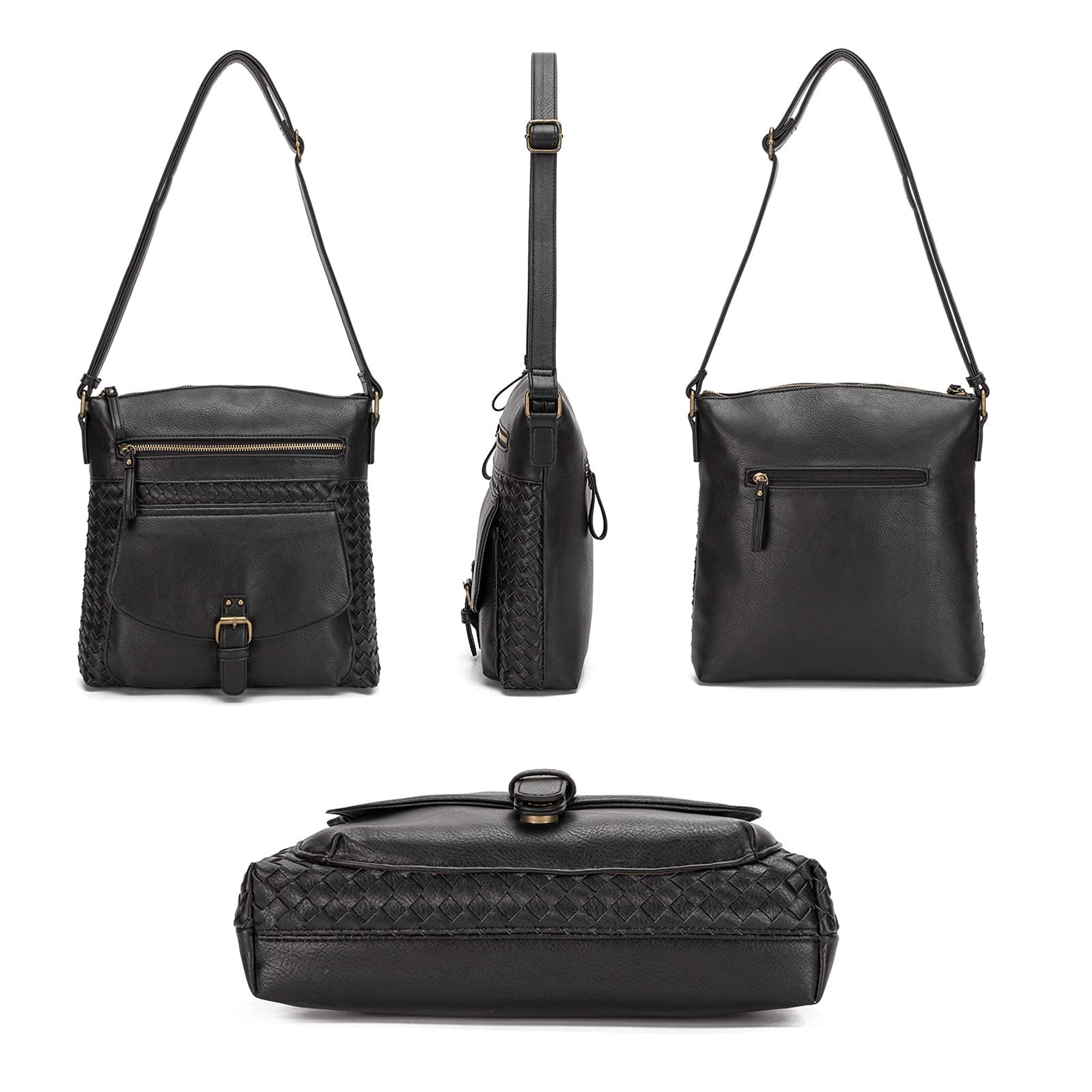 KouLi Buir Crossbody Purses for Women Soft PU Leather Fashion Shoulder Handbags (Black)