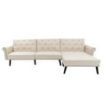 thumbnail image 6 of PU Leather Large Sectional Sofa L-Shaped Couch with Extra Wide Chaise Lounge  and 2 Pillows White, 6 of 9