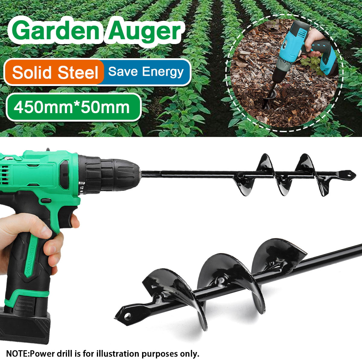 Auger 9 to 18 Inch Auger KitEarth Planter Spiral Auger Drill Bit Post Hole Digger Power Garden Drill Size : 7#