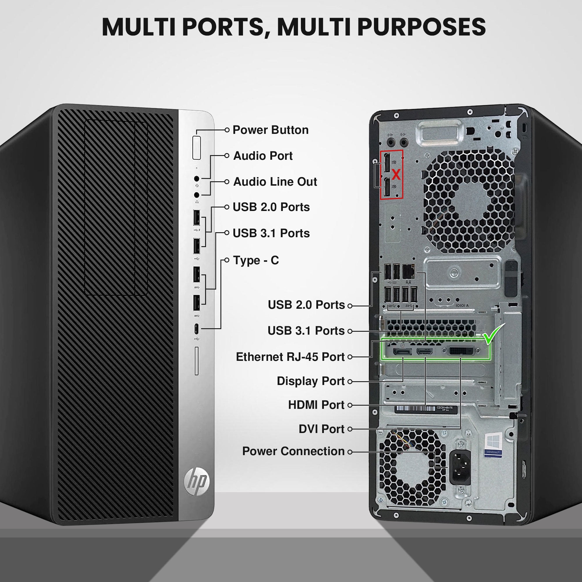 Restored HP G4 Gaming Tower Desktop Computer PC i5-8500 upto 4.10GHz 32GB Ram, 512GB SSD 1TB HDD Nvidia GeForce GTX 1050Ti, Bto Keyboard & Mouse, Windows 11 Professional (Refurbished)