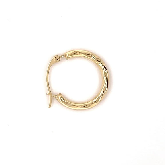 14K Real Yellow Gold Small Twisted Hoop Earrings for Women