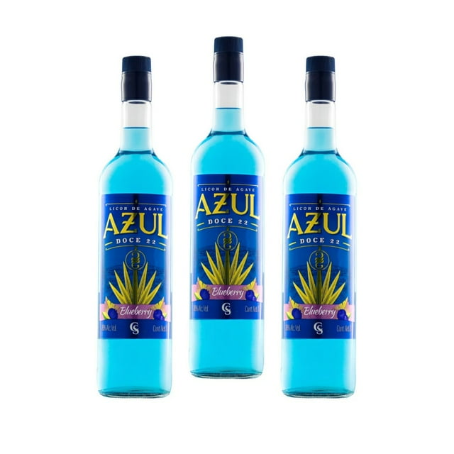 Tripack Licor De Agave Azul Doce 22 Blueberry Vid 1000 Ml Azul Doce 22 Licor de Agave