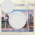 thumbnail image 3 of Ambesonne City Place Mats Set of 4, Sunrise in Brooklyn Bridge, Standard Size, Blue, 3 of 6