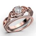 thumbnail image 3 of Dazzling Half Halo 1.75 Carat Round Cut Diamond Moissanite Engagement Ring Wedding Ring in 925 Sterling Silver With 18k Rose Gold Plating, Promise Ring, Bridal Set, Matching Band, 3 of 4