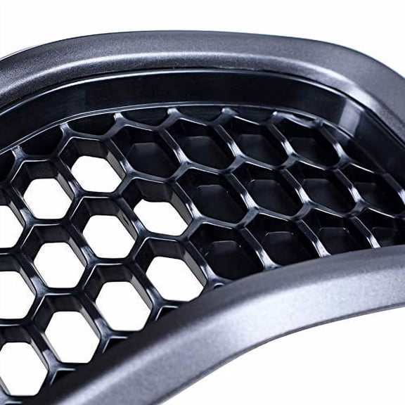 Astra Depot Compatible with 2014-2018 Jeep Cherokee 4-Door Grille Grill Cover Trim Insert Kit 7pcs (Matte Black Mesh Grille   Retro Gray Moulding Trim)