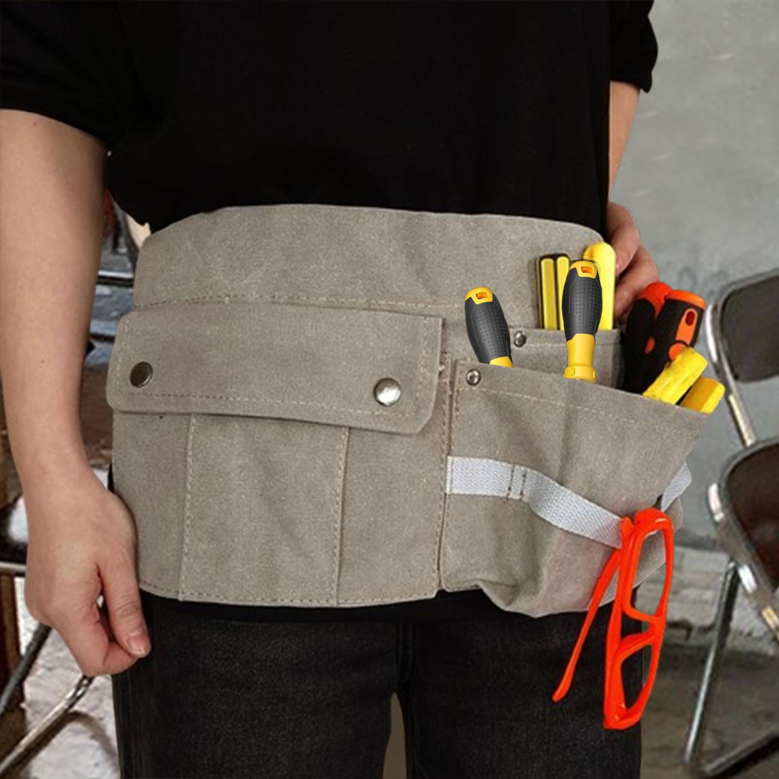 simhoa Tool Waist Bag Portable Tool Bag Large Capacity Canvas Waist Pocket Belt Waist Bag Tools Organizer for Electricians Builders Gray