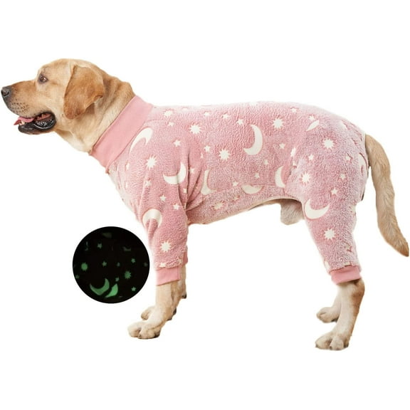 Harikaji Dog Warm Jumpsuit, Winter flannel Dog Pajamas, Dog Cold Weather Coat Outfits, Anti-Shedding Bodysuit for Medium Large Dogs Pink 3XL