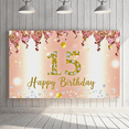 thumbnail image 5 of Sparkling Pink and Gold Balloon Themed 15th Birthday Banner Background, Happy Birthday Decoration for Party Supplies Photography Props Photo Backdrop Decorations, 5 of 7