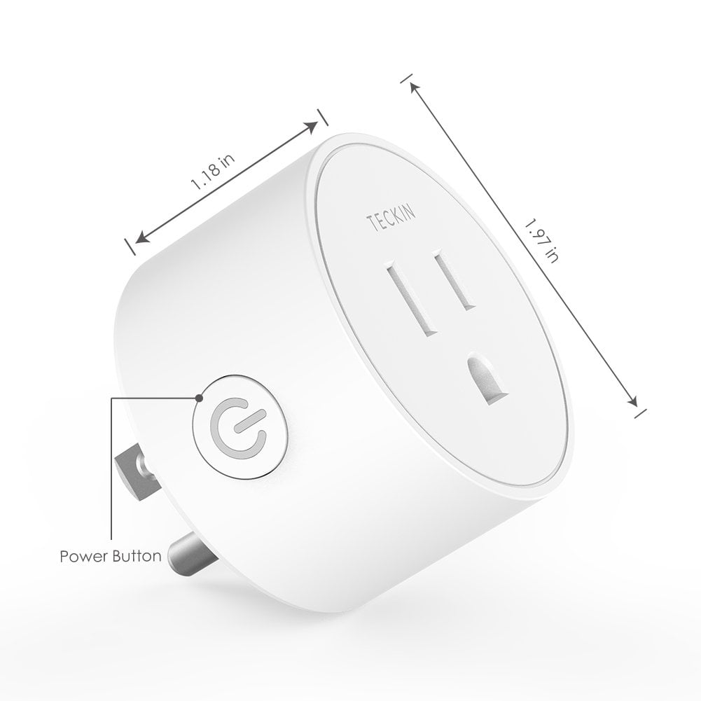Teckin Smart Plug, Timer and Remote Control, Voice Control, Mini Smart Outlet, 2 Packs, White