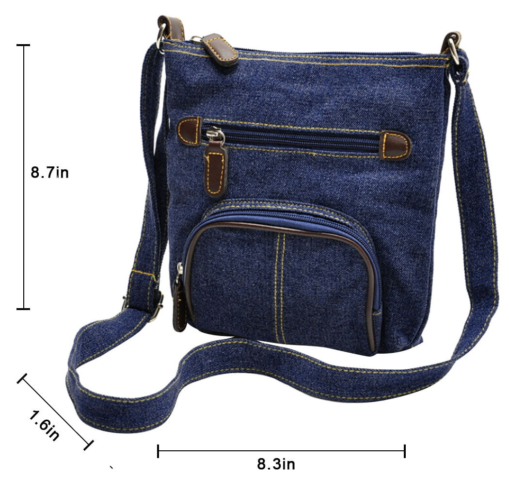 Vintage Denim Shoulder Bag Womens Splice Crossbody Messenger Handbag Pruse  Bag